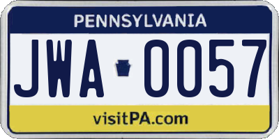 PA license plate JWA0057