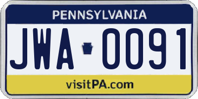 PA license plate JWA0091