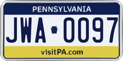 PA license plate JWA0097