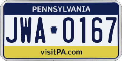 PA license plate JWA0167