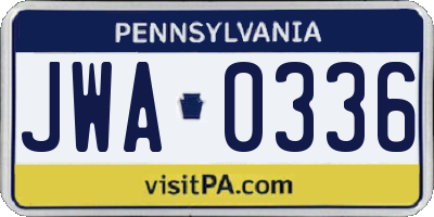 PA license plate JWA0336