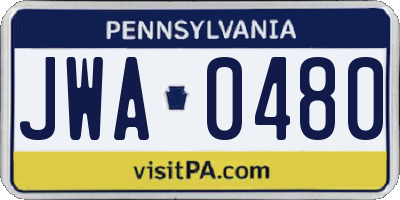 PA license plate JWA0480