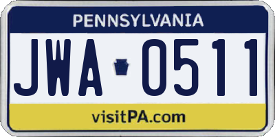 PA license plate JWA0511