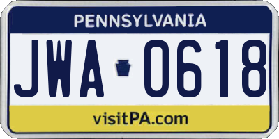 PA license plate JWA0618