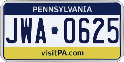 PA license plate JWA0625