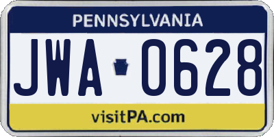 PA license plate JWA0628
