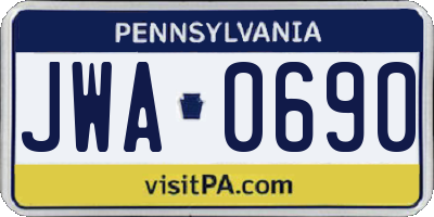 PA license plate JWA0690