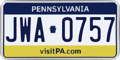PA license plate JWA0757