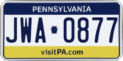 PA license plate JWA0877