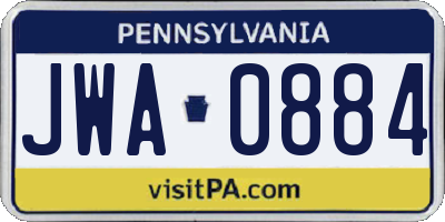 PA license plate JWA0884