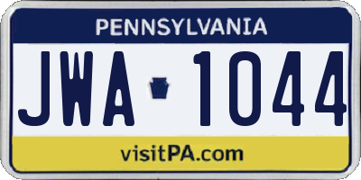 PA license plate JWA1044