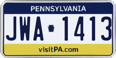 PA license plate JWA1413
