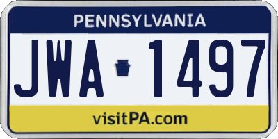 PA license plate JWA1497