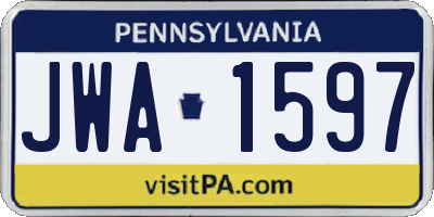 PA license plate JWA1597