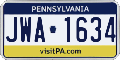 PA license plate JWA1634