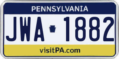 PA license plate JWA1882