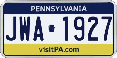 PA license plate JWA1927