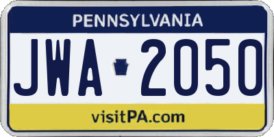 PA license plate JWA2050