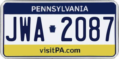 PA license plate JWA2087