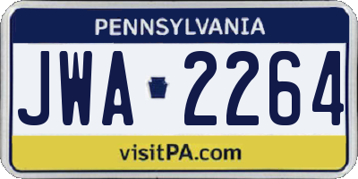 PA license plate JWA2264