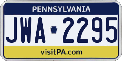 PA license plate JWA2295