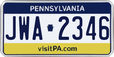 PA license plate JWA2346