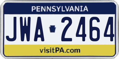PA license plate JWA2464