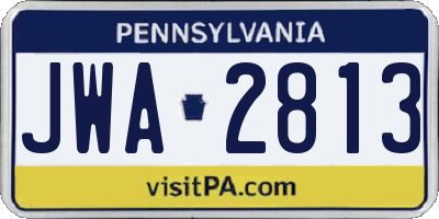 PA license plate JWA2813