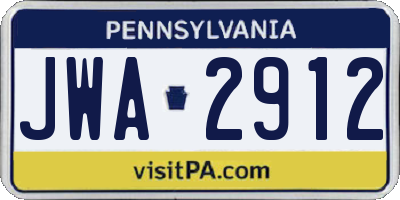 PA license plate JWA2912