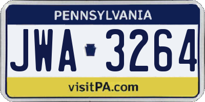 PA license plate JWA3264