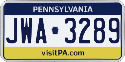 PA license plate JWA3289