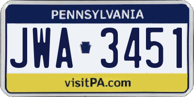 PA license plate JWA3451