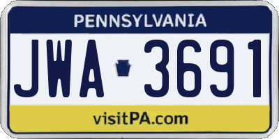 PA license plate JWA3691