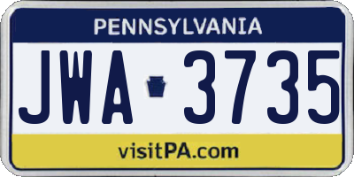 PA license plate JWA3735