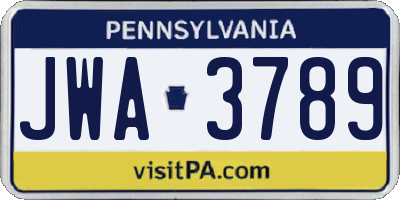 PA license plate JWA3789