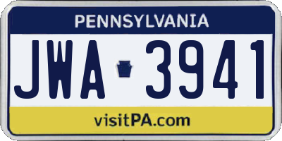 PA license plate JWA3941