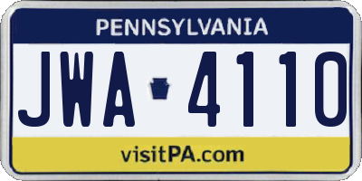 PA license plate JWA4110