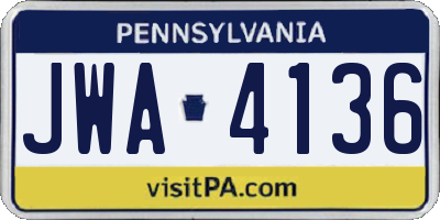 PA license plate JWA4136
