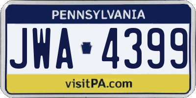 PA license plate JWA4399