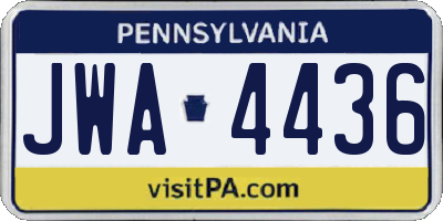 PA license plate JWA4436