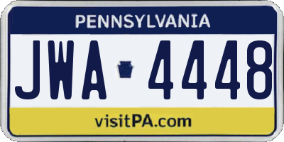 PA license plate JWA4448