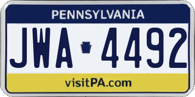PA license plate JWA4492