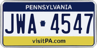 PA license plate JWA4547