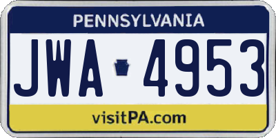 PA license plate JWA4953