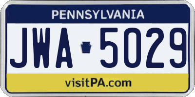 PA license plate JWA5029