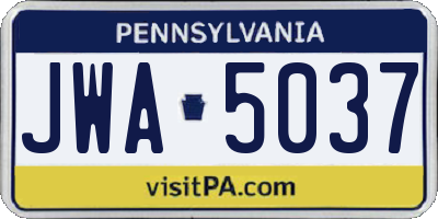 PA license plate JWA5037