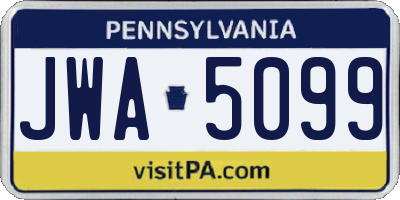 PA license plate JWA5099