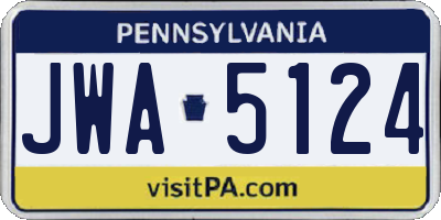 PA license plate JWA5124