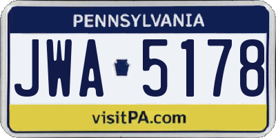 PA license plate JWA5178