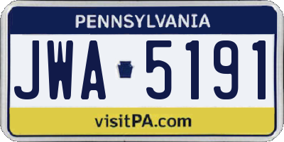 PA license plate JWA5191